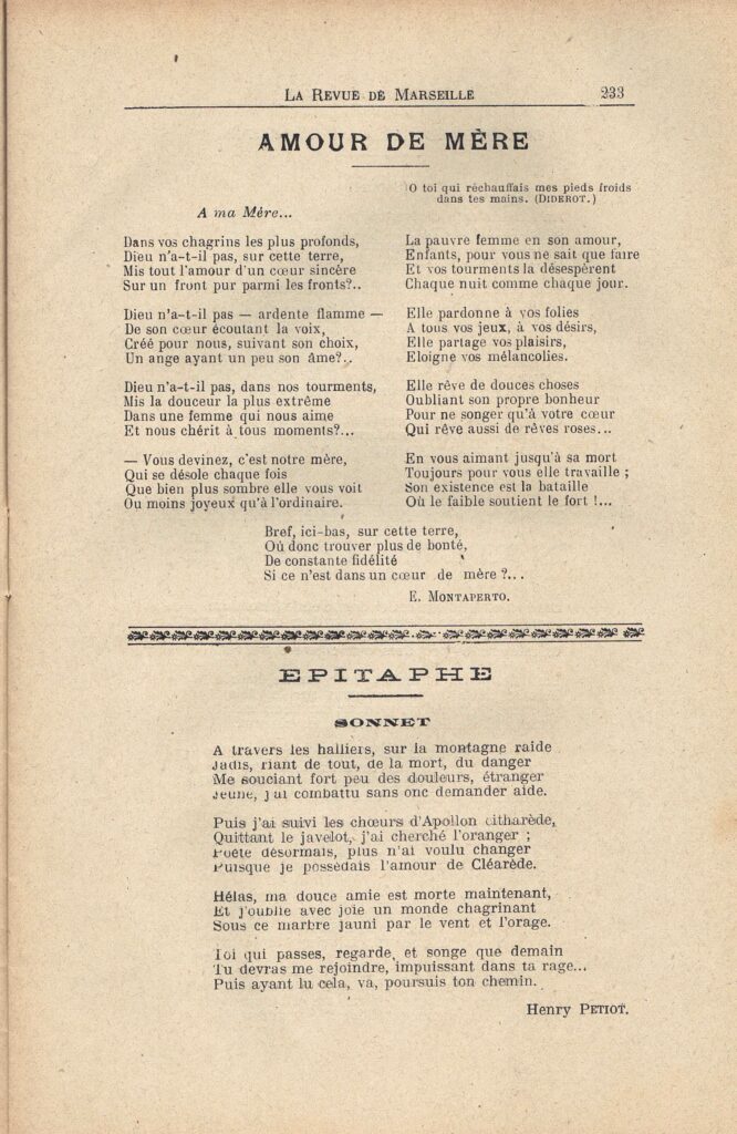 1920 01 28 La Revue de Marseille numéro 8 Epitaphe