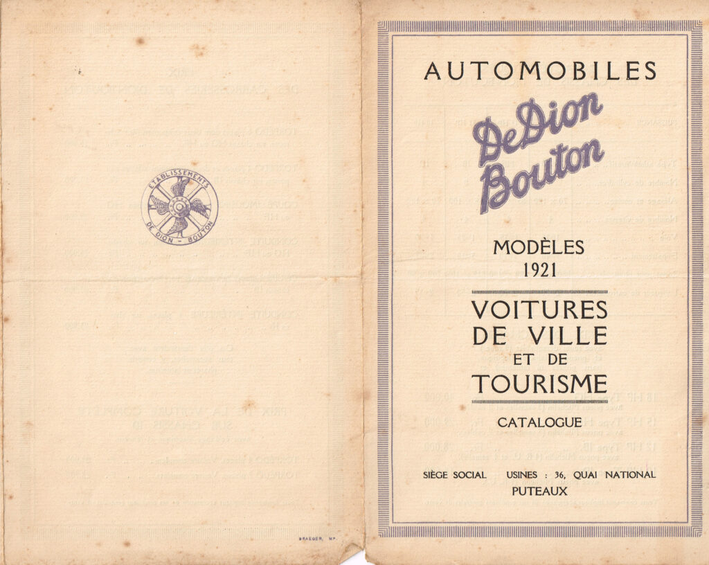 De Dion Bouton catalogue 1