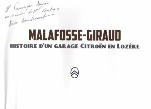 Livre Malafosse-Giraud Histoire d'un garage Citroën en Lozère Dédicace
