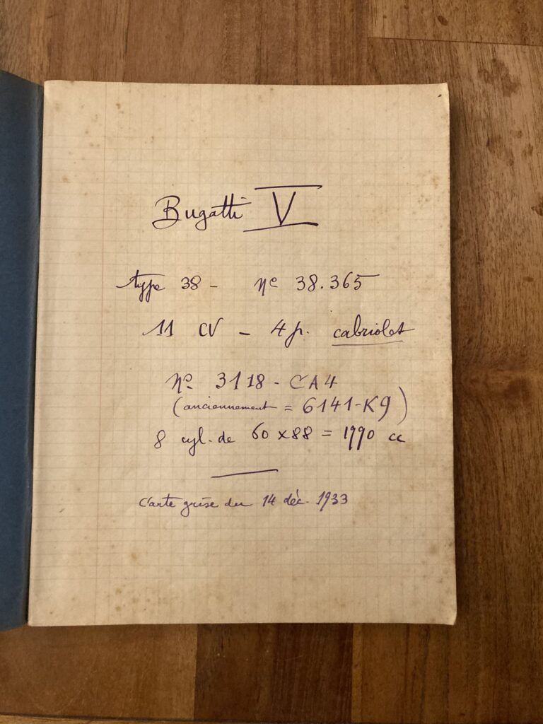 Bugatti V type 38 journal de bord