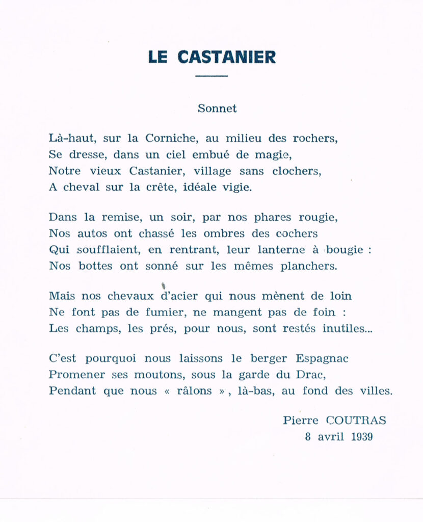Le Castanier carte poème