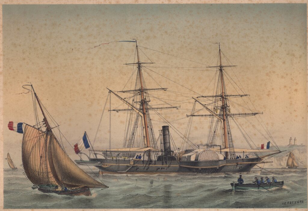 Le Galilée aviso à vapeur d'eau et de chloforme de la marine impériale par Lebreton