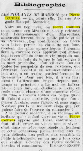 Le Journal des Arts 29 juillet 1932 sur Les piquants du Marron par Hoffmann Eugène
