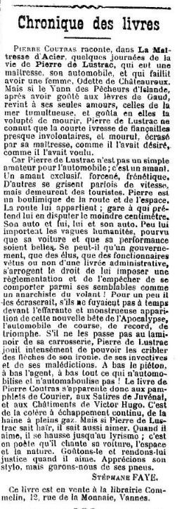 Le Progrès du Morbihan du 13 janvier 1929